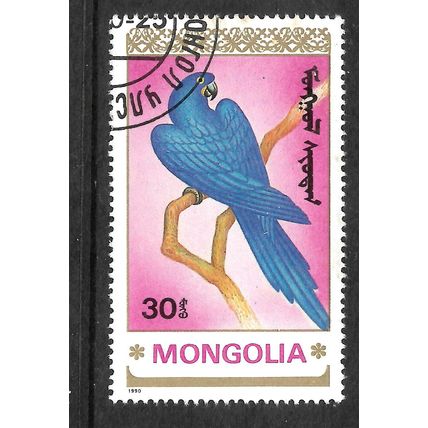 MONGOLIA 1990 PARROTS 30M HYACINTH MACAW SG 2155 FINE USED #4