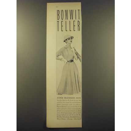 1956 Bonwit Teller Fashion Ad - Super Traveller 39.95