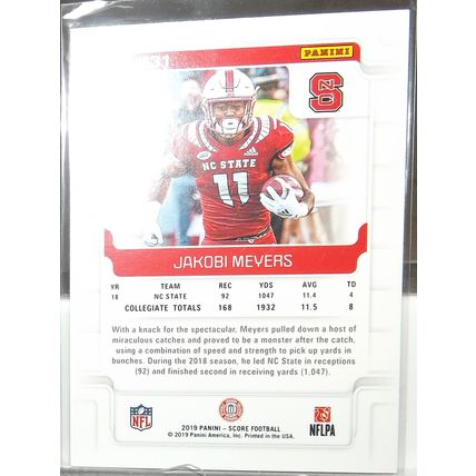 2019 Score JAKOBI MYERS (NC State/Patriots) Rookie Cards #431