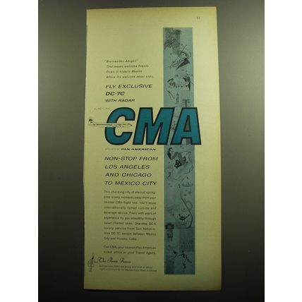 1958 CMA Airline Ad - Bienvenidos Amigos that means welcome friends