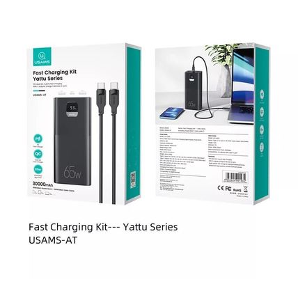 USAMS 65W Power Bank 30000mA Portable Battery Charger For iPhone Laptop Tablet