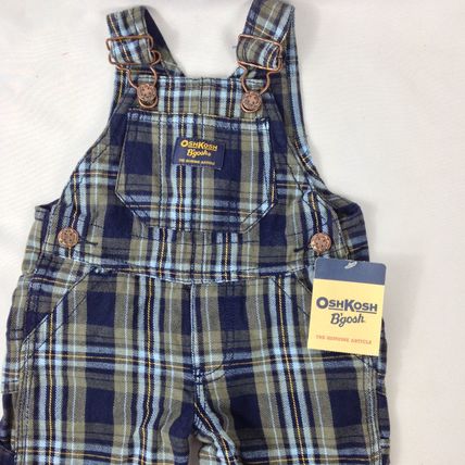 OshKosh B'gosh Baby Boy Infant Blue/Green Plaid Overalls Size 3 Months New w/Tag