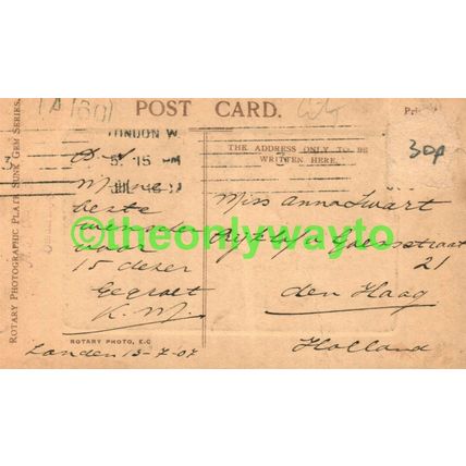 At Close of Day, River Thames, London, Rotary RP Postcard, 1907