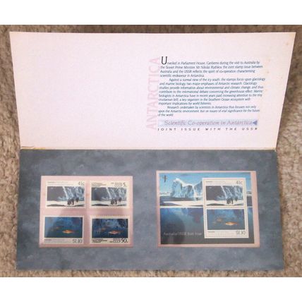 Australia 1990 Scientific Cooperation in Antarctica presentation card set APMX11