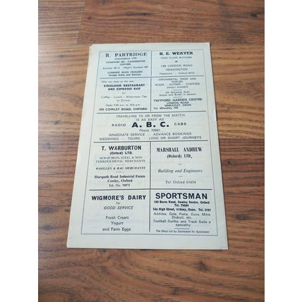 1970/71 Oxford City vs Woking - Isthmian League * FREE P&P *