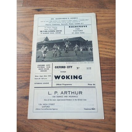 1970/71 Oxford City vs Woking - Isthmian League * FREE P&P *