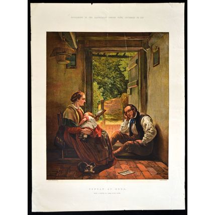 SUNDAY AT HOME 1871 James Clark Waite VICTORIAN ENGRAVING
