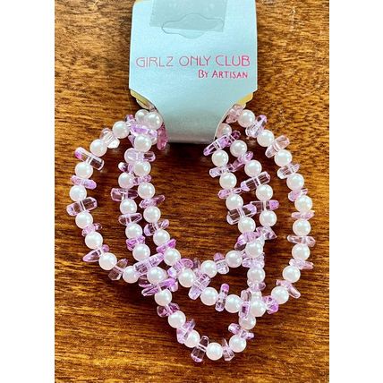 Crystal stretch beaded Bracelet 3 pcs white & lilac GIRLZ ONLY CLUB*