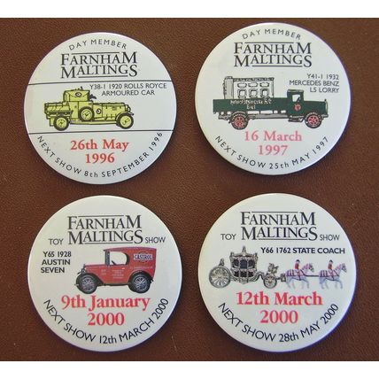 Farnham Maltings Toy show badges x 4