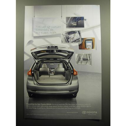 2009 Toyota Venza Car Ad - The lap of luxury expanded by 70.1 cubic feet