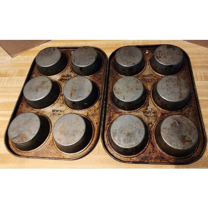 2 Vintage Silver Beauty 1-KCOLOY 1122-6 Muffin Tins