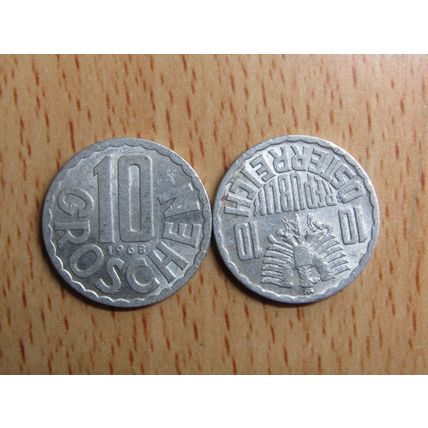 Austria 1968 10 Groschen Coin