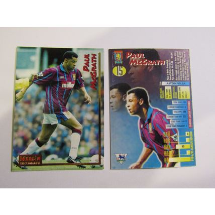 15. Paul McGrath Aston Villa Merlin Ultimate P. L 1995/96 Football Card (ef1)