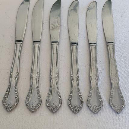 Set of 6 Estia Cascade Stainless Steel Flatware Knives Knife 8.5" Vintage Korea
