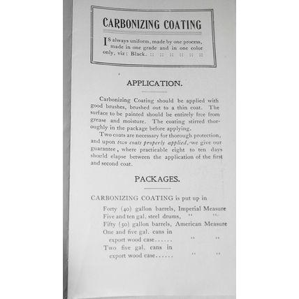1903 Goheen Manufacturing Company Sales letter & brochure: "Carbonizing Coating"