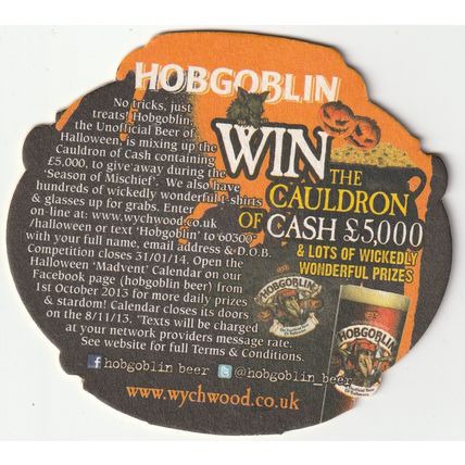 BEER MAT - WYCHWOOD BREWERY - HOBGOBLIN - (Cat No 045) - (2013)