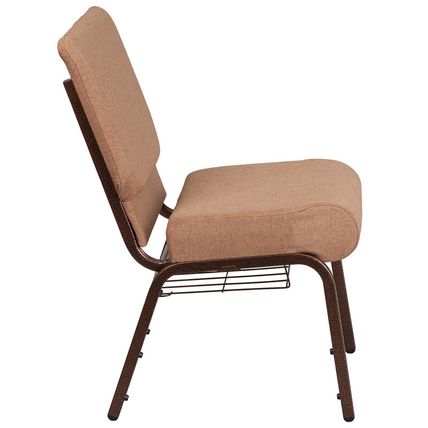 50x Caramel Tan 21'' Wide Church Chairs Copper Frame Book Rack 4” Seat 800 Lb
