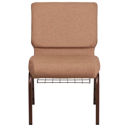 50x Caramel Tan 21'' Wide Church Chairs Copper Frame Book Rack 4” Seat 800 Lb
