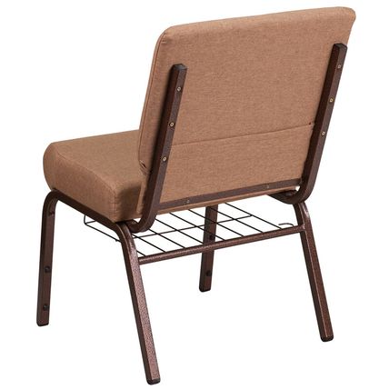 50x Caramel Tan 21'' Wide Church Chairs Copper Frame Book Rack 4” Seat 800 Lb