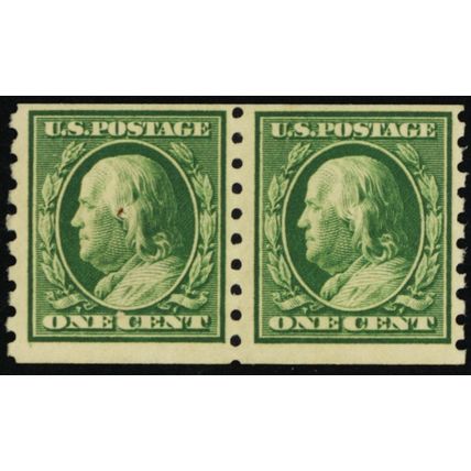 392, Mint VF NH 1¢ Coil Pair (Tiny scuff & inclusion on left stamp) Stuart Katz