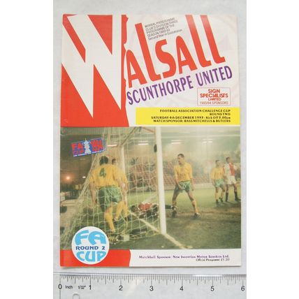 1993 programme Walsall v. Scunthorpe United, FA Challenge Cup Round 2