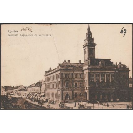 Kossuth Lajos-utca és Városháza, Újvidék, 1916 - Vasúti Levelezőlap
