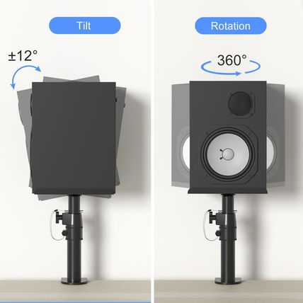 Suptek Clamp-On Speaker Stand Desk Mount Set, Height Adjustment, Tilt, Swivel, 9