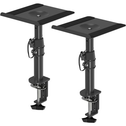Suptek Clamp-On Speaker Stand Desk Mount Set, Height Adjustment, Tilt, Swivel, 9