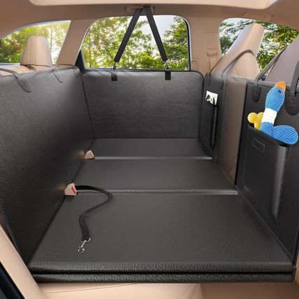 Back Seat Extender for Dogs-Upgraded PU Leather, Hard Bottom Dog Car Seat Cover