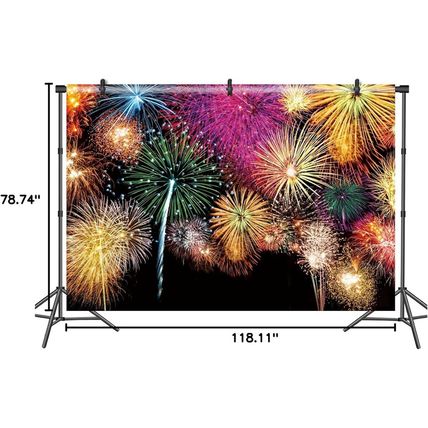 DASHAN 10X6.5Ft Fireworks Backdrop Happy New Year Photo Backdrop Labor Day Backd