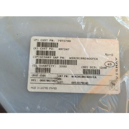 NEW LOT 3116 VISHAY WSH2818R0400FEA DALE RESISTOR, 2818, R04, 5W, 1% ,SB