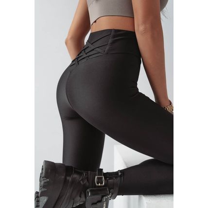 Black Criss Cross Tummy Control High Waist Leggings
