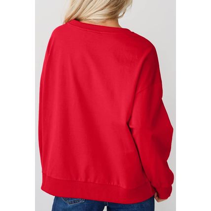 Fiery Red Plus Size Santa Baby Tinsel Crew Neck Sweatshirt