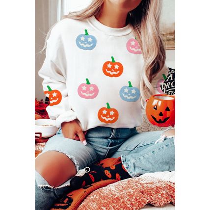White Cute Halloween Jack-o-lantern Holiday Sweatshirt