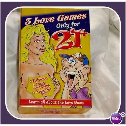 Three Adult fun Love Games cards and dice boxed set