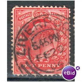 GB stamps 1902-10 KEV11 - 1d SG219 Liverpool 4