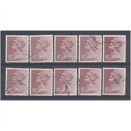 BULK STOCK.5p Claret x 10.Type Unchecked.Fine Used.nb12a