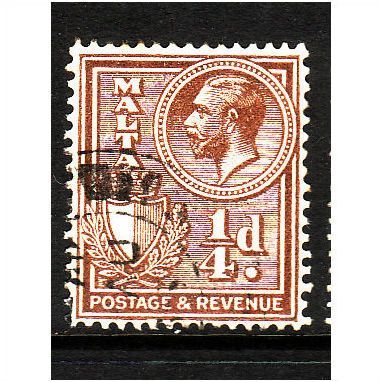 MALTA 1930 SG 193 1/4d BROWN FINE USED #2