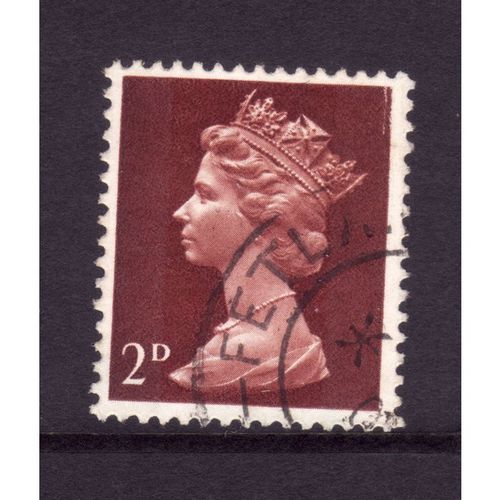 GREAT BRITAIN 1969 SG727 2d LAKE BROWN TYPE II FINE USED#7