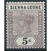 Sierra Leone 1897 SG48 5d Dull Mauve & Black Wmk Crown CA Mounted Mint ... .