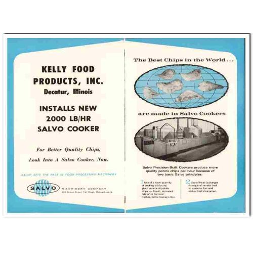 salvo machinery company 1968 kelly food products chip snack vintage ad