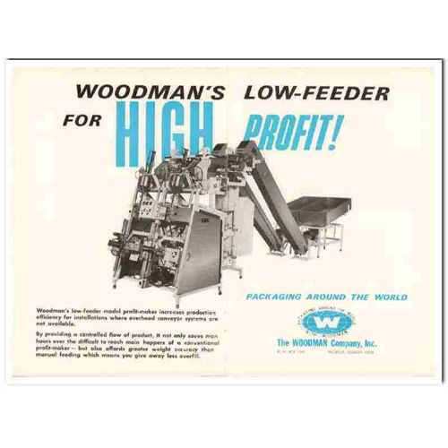 woodman company 1968 low-feeder high profit snack food vintage ad