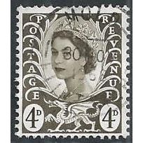 SG W9: 4d. olive-sepia Wales Regional Stamp: Queen Elizabeth II.