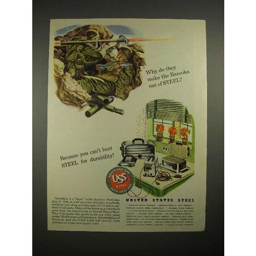 1944 WWII United States Steel Ad - Bazooka