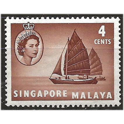 Singapore 1955 SG40 4c Brown Mounted Mint . ..