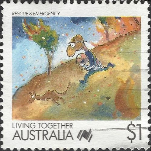 AUSTRALIA, Living Together, Rescue and Emergency, brown 1988, $1, #3