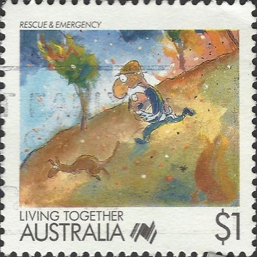 AUSTRALIA, Living Together, Rescue and Emergency, brown 1988, $1, #4