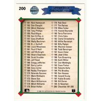 1990 Upper Deck Baseball Checklist unmarked card #200