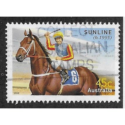 AUS 2002 45c 'CHAMPION RACEHORSES- SUNLINE' FINE USED (EBID68-381)
