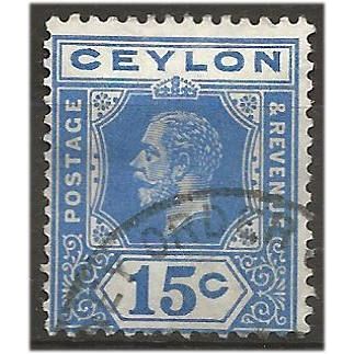 Ceylon 1912 SG311a 15c Ultramarine Fine Used . .. .
